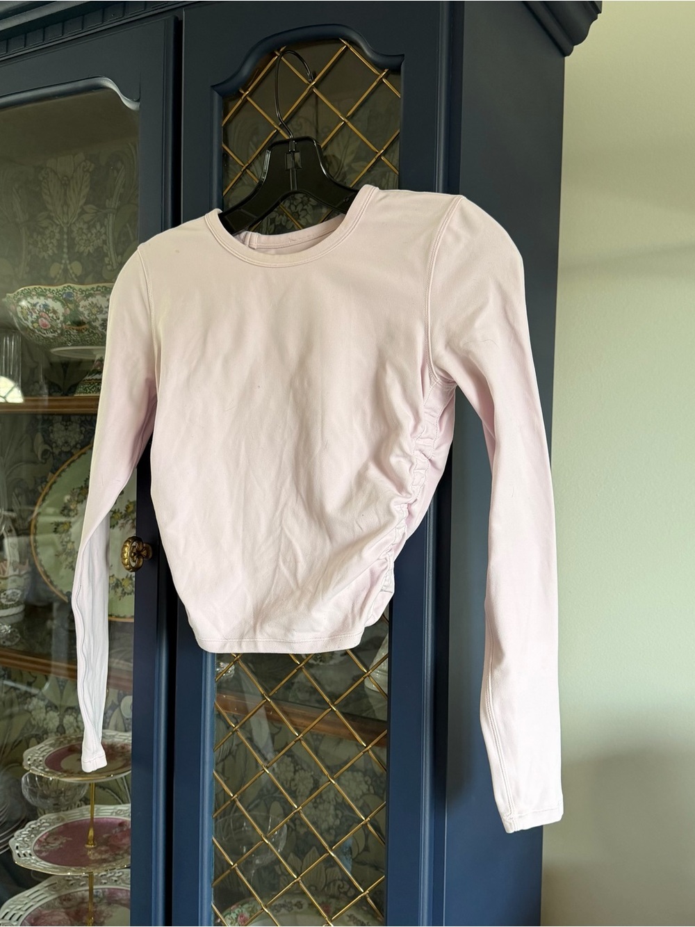 lululemon athletica Pale Pink Long Sleeve Ruched Side Top